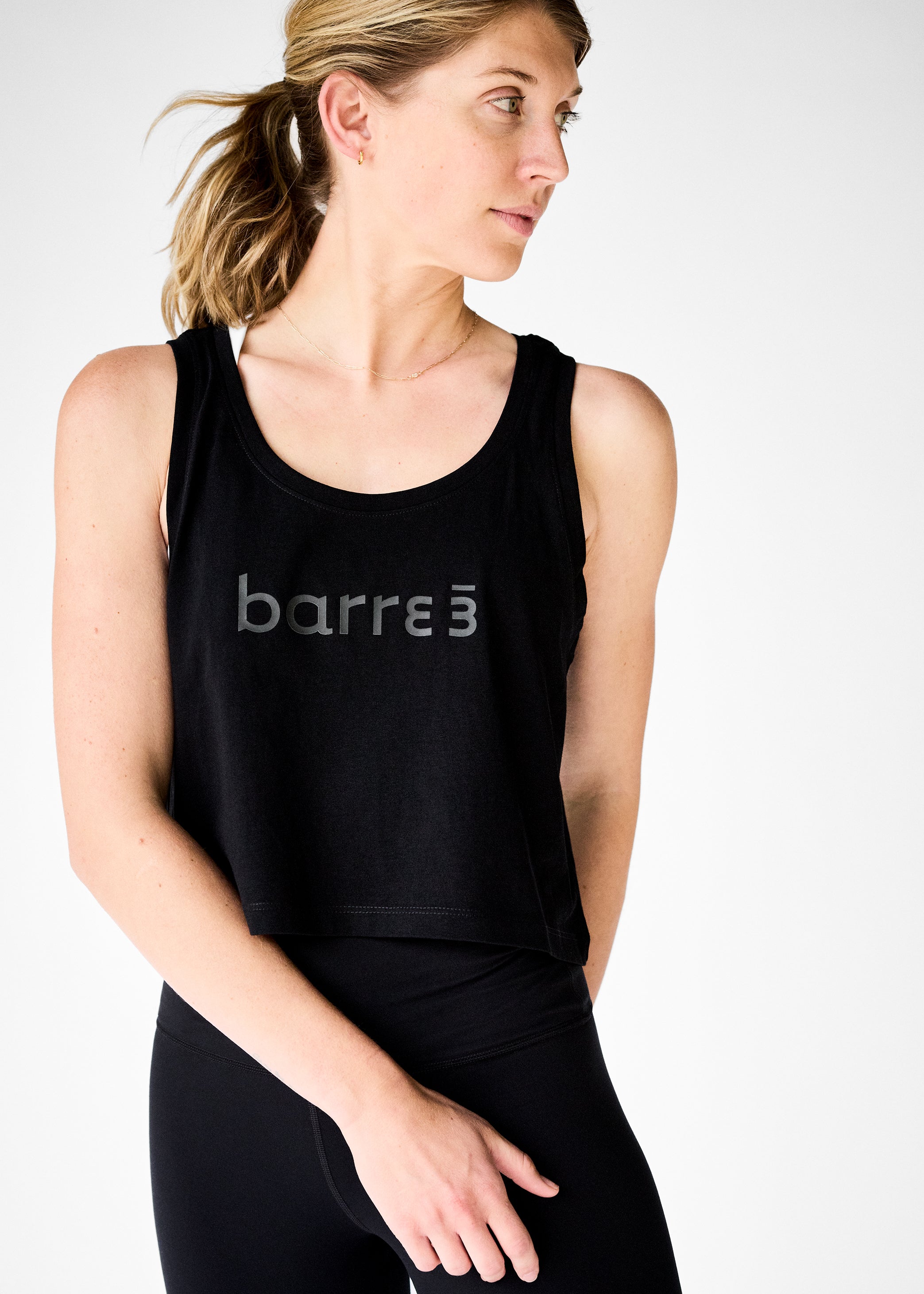 barre3 Classic Crop Tank - Black