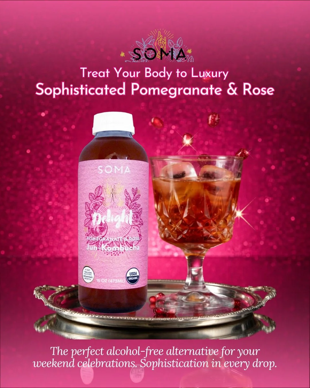 Delight Pomegranate Rose Jun Kombucha