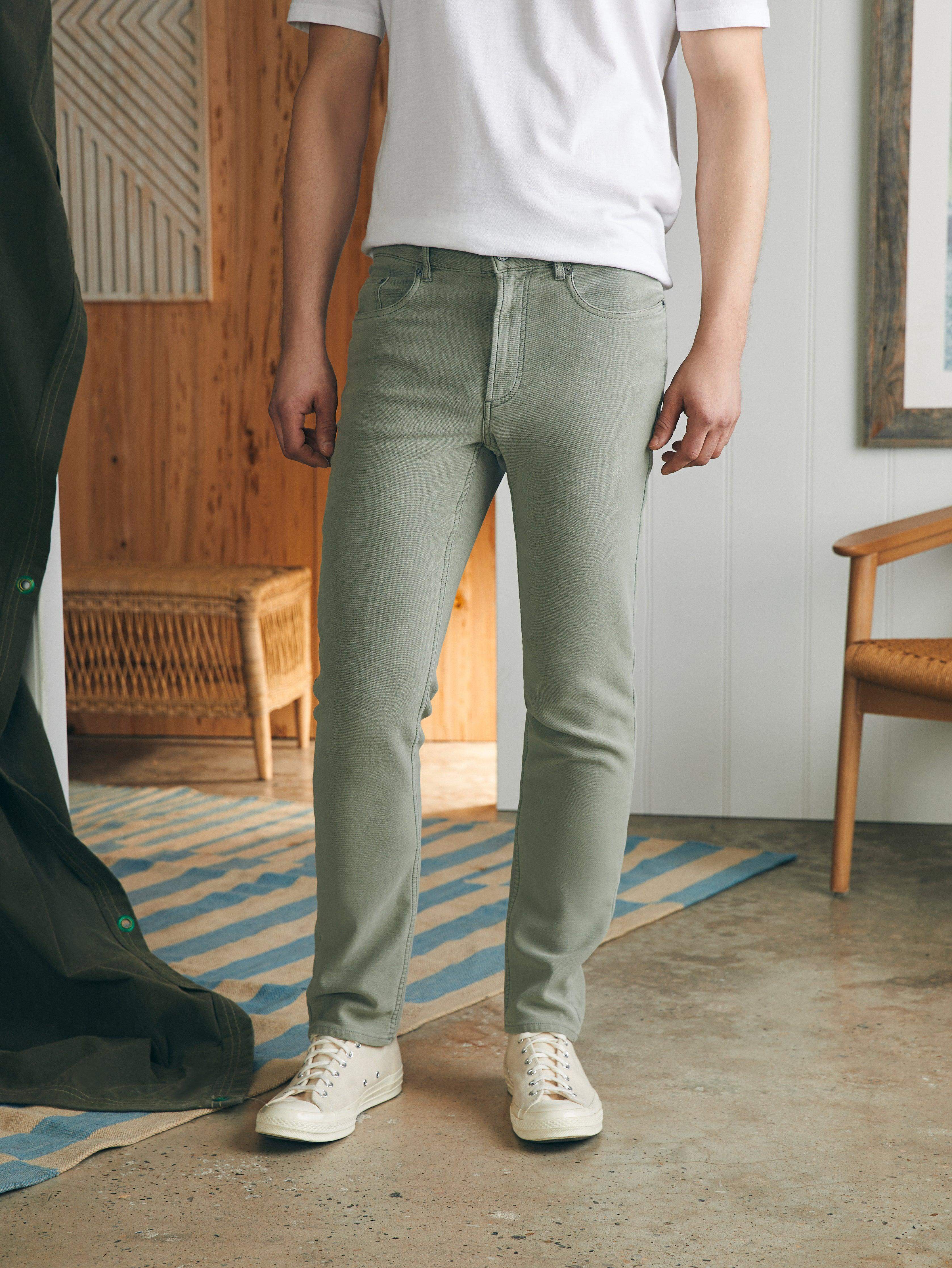 Stretch Terry 5-Pocket Pants (32") - Faded Olive