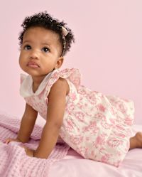 Baby Girls Sleeveless Hello Kitty Floral Toile Dress 2-Piece Outfit Set