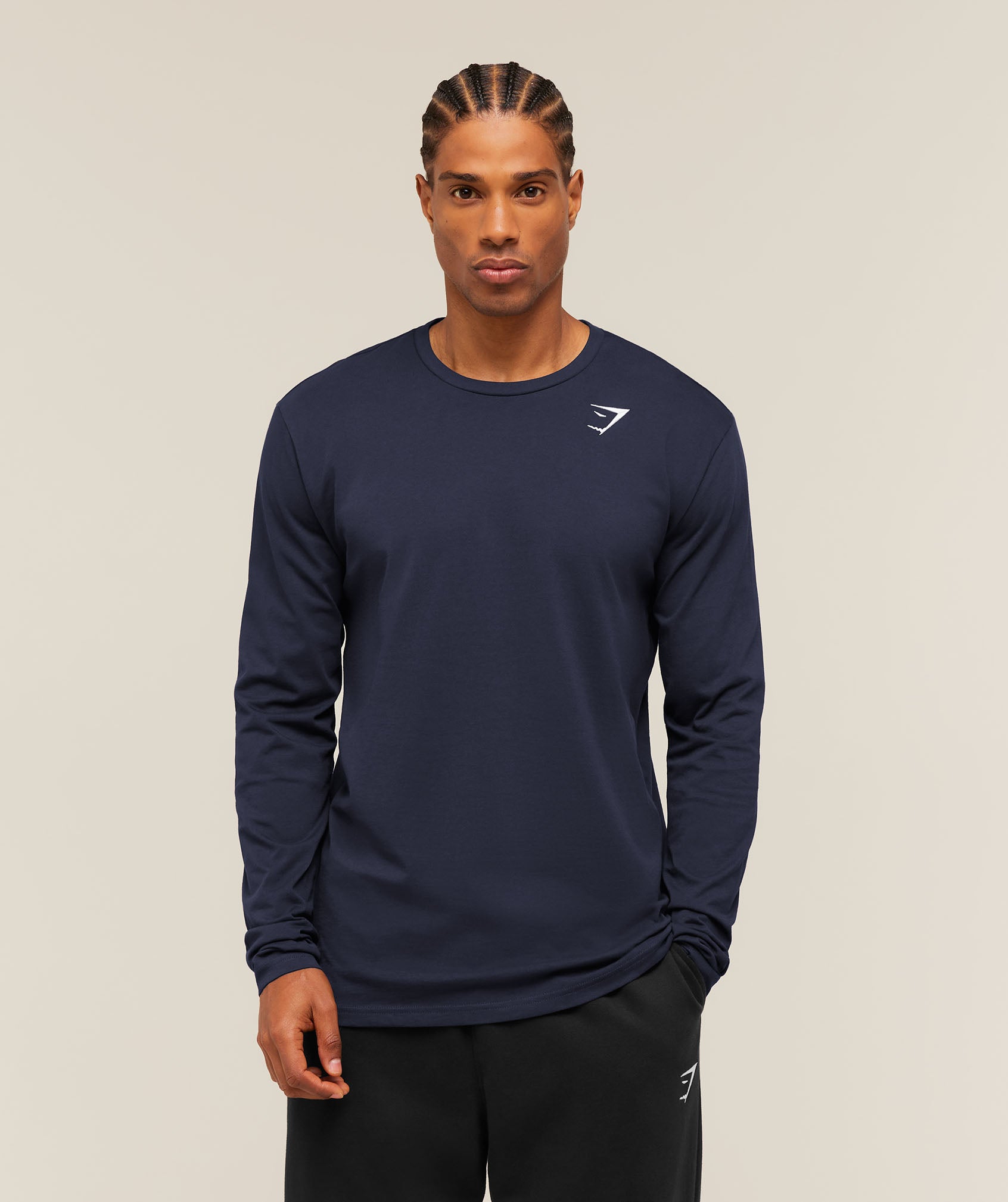 Gymshark Crest Long Sleeve T-Shirt - Heavy Blue