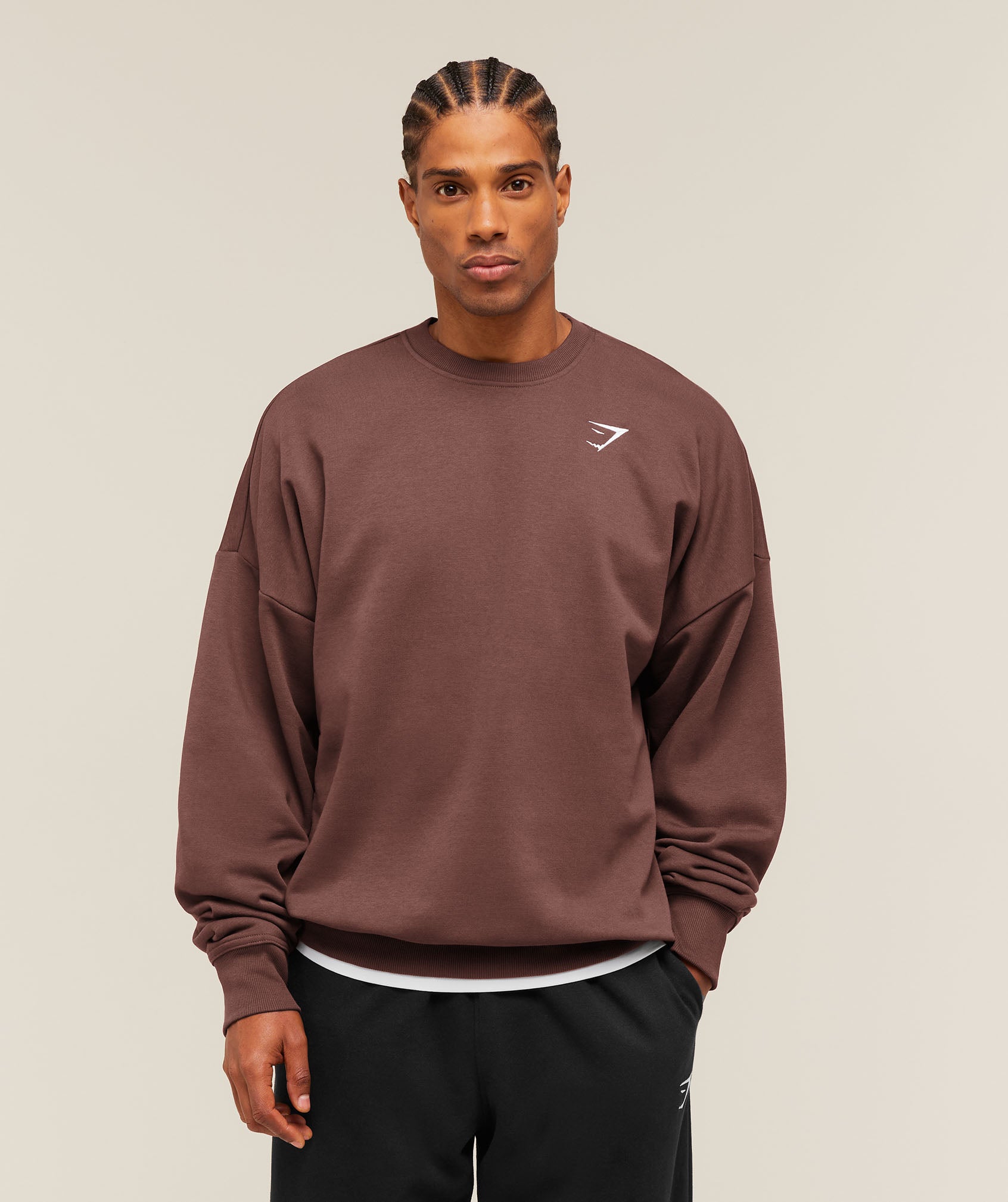 Gymshark Oversized Crest Crew - Espresso Brown