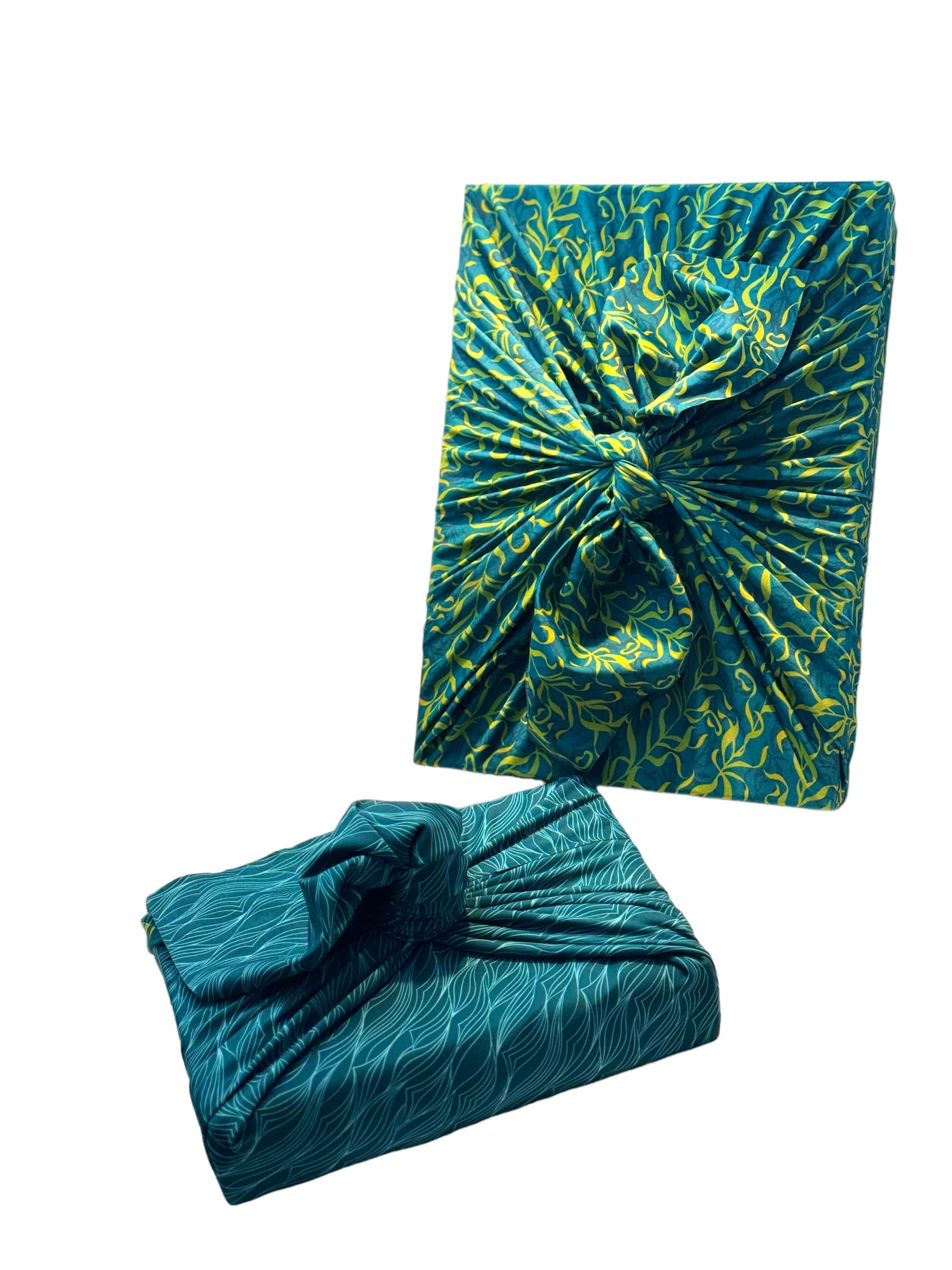 2 Pack - Kelp/Waves 28" Large Reusable Cloth Furoshiki Fabric Gift Wrap