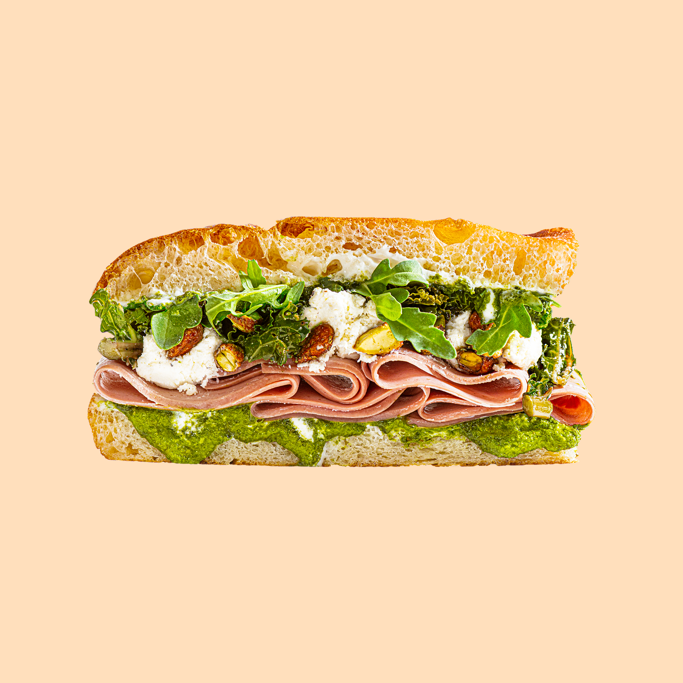 Mortadella & Greens Focaccia Sandwich